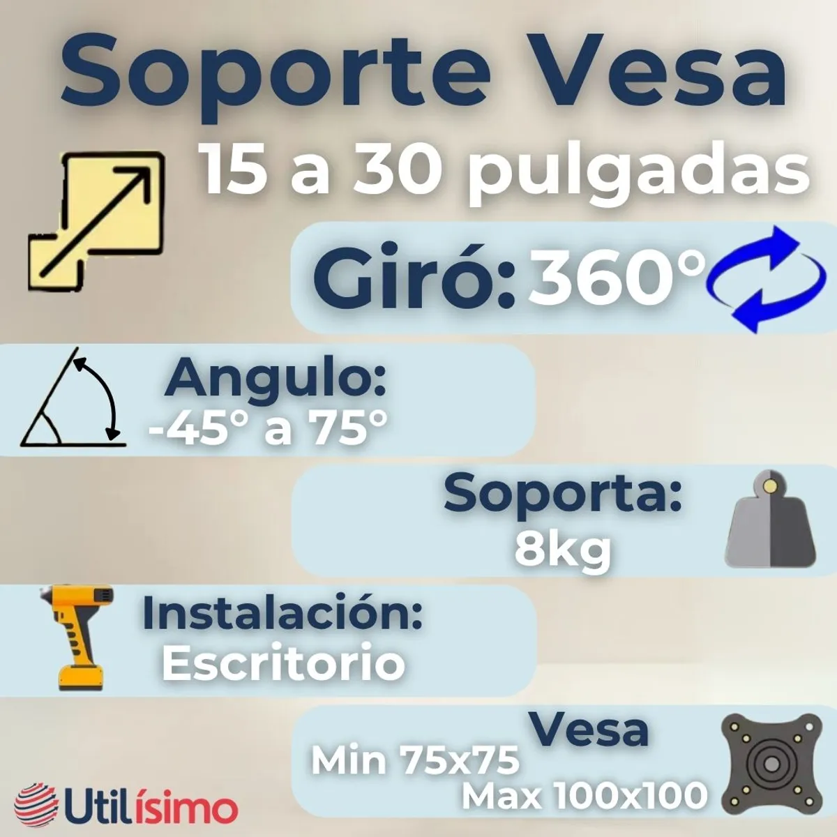 IRM - Soporte Monitor Escritorio Brazo Articulado 15 a 30 Pulgadas