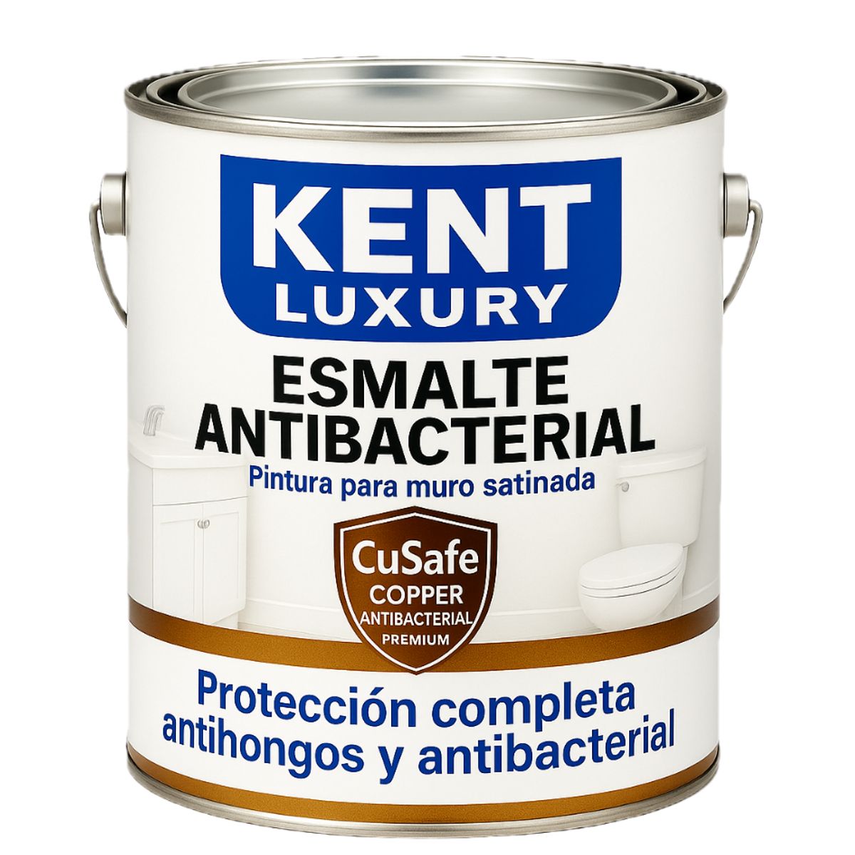 KENT - ESMALTE AGUA SATINADO- Antibacterial - 4L BLANCO