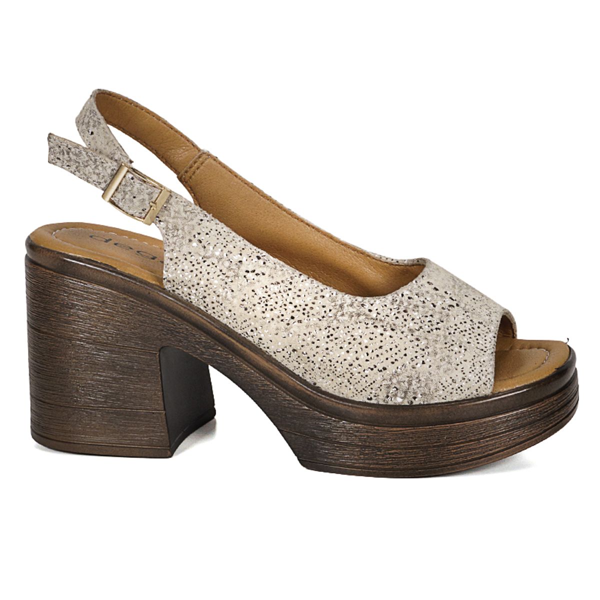 DEGAS - Sandalia Cuero Yanil Beige Print DEGAS