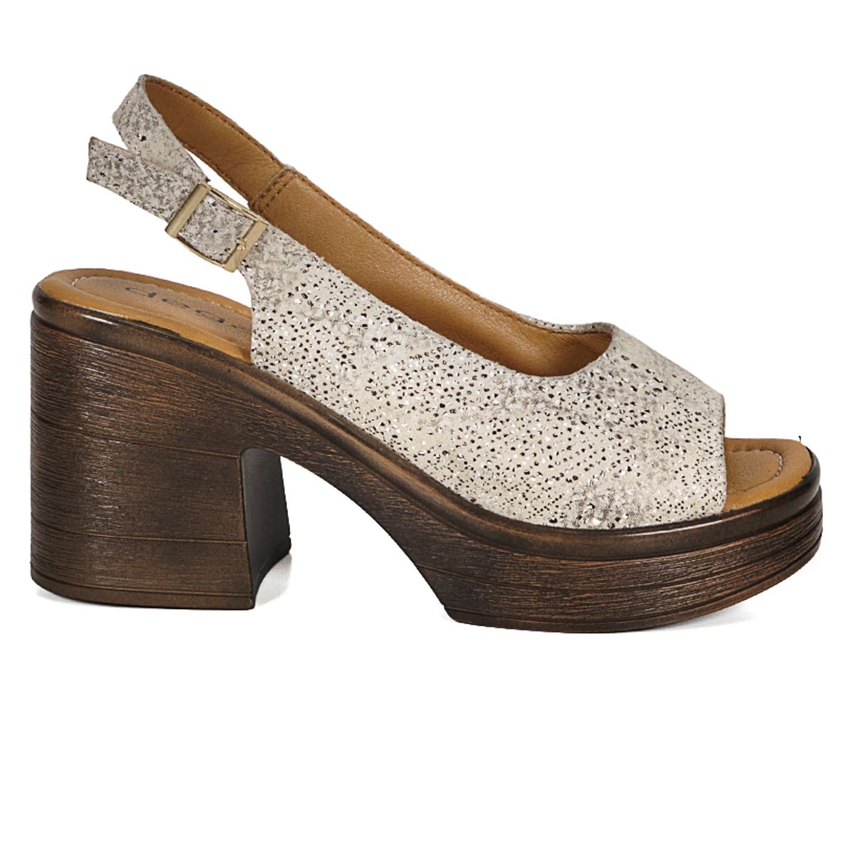 DEGAS - Sandalia Cuero Yanil Beige Print DEGAS