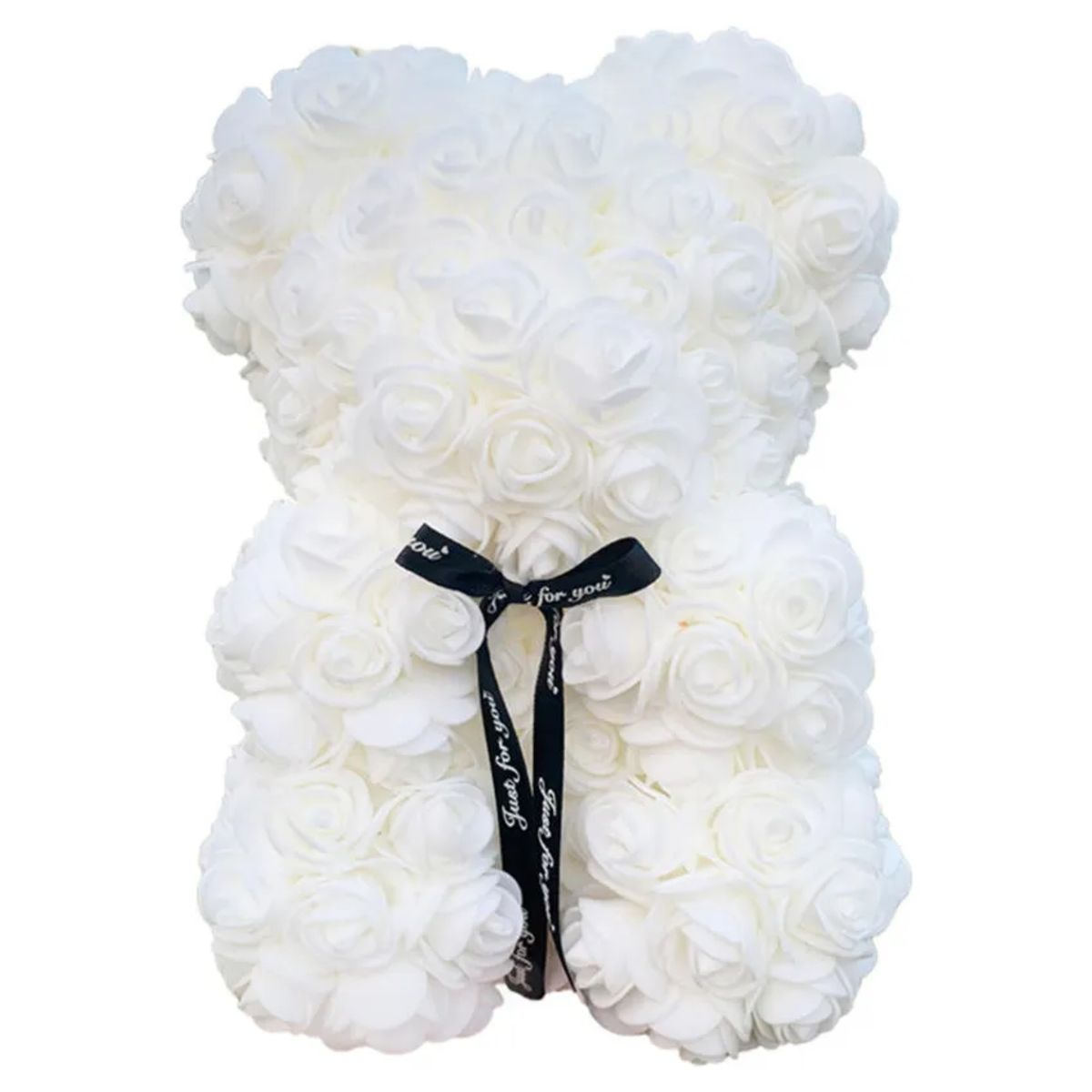 MOVI - Oso de Peluche con Rosas Eternas color Blanco  Un Detalle Inolvidable