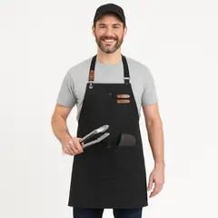 GENERICO - Pechera Delantal Cocina Barbacoa Parrilla Premium Peluquero Negro
