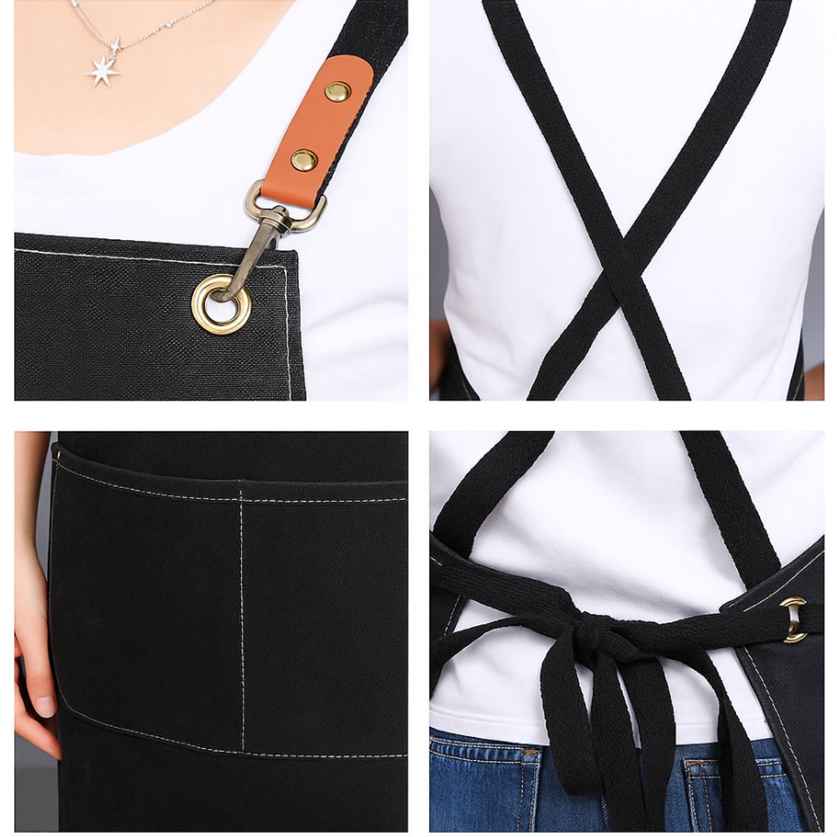 GENERICO - Pechera Delantal Cocina Barbacoa Parrilla Premium Peluquero Negro