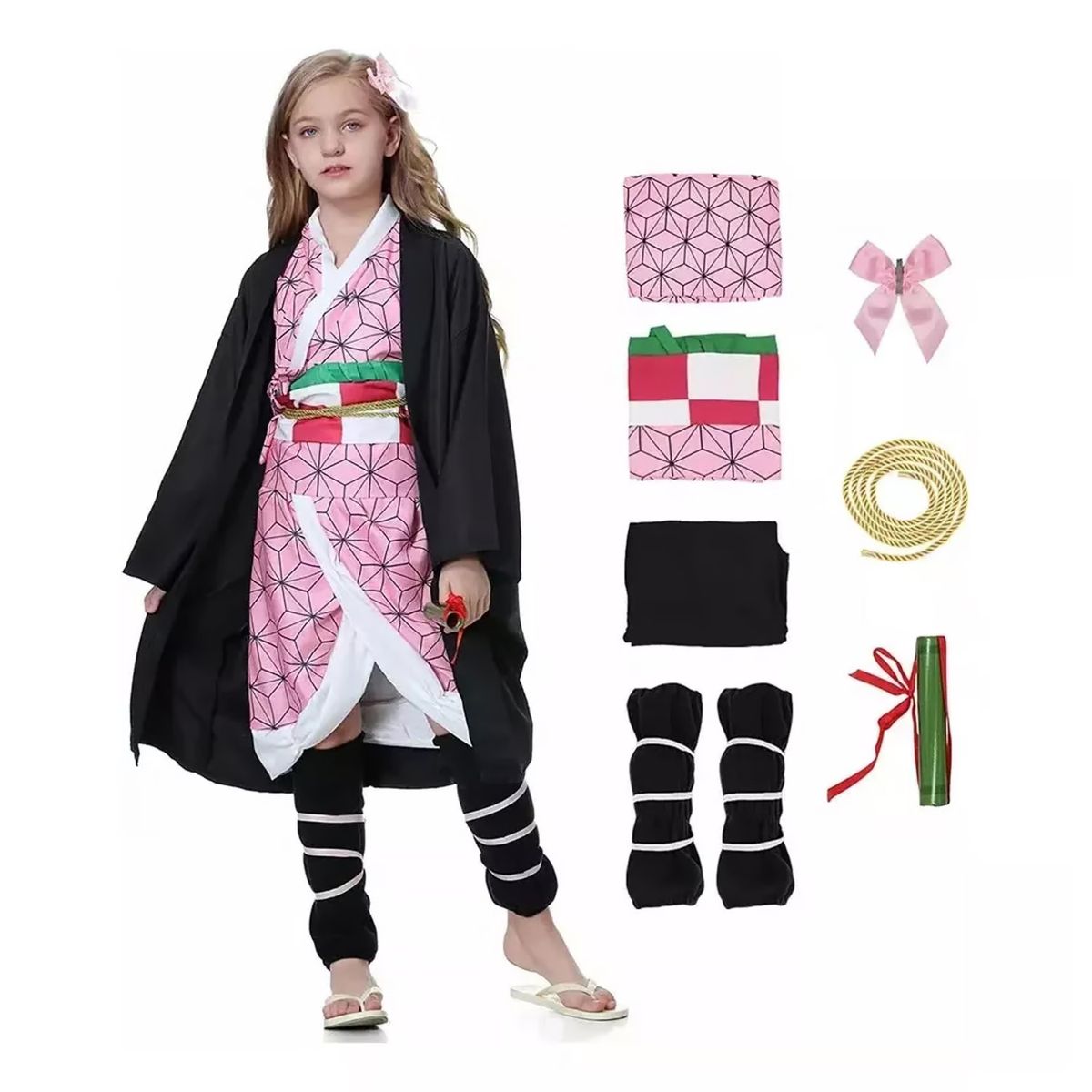 TODODISFRACESCHILE - Disfraz Nezuko Cosplay con Accesorios Talla 3 a 4 años