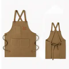 GENERICO - Pechera Delantal Cocina Barbacoa Parrilla Premium Peluquero Marrón