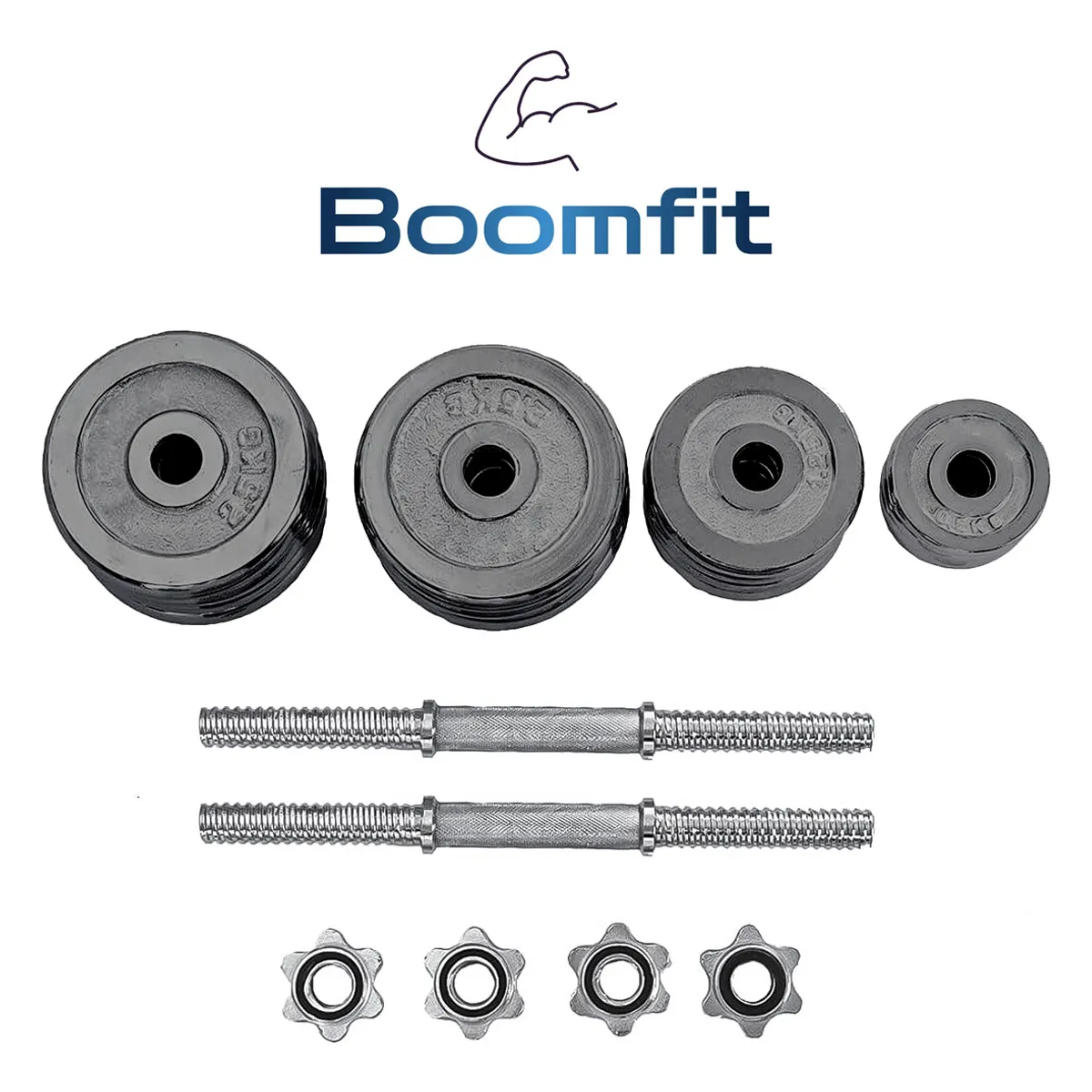 HOMEBRANDT - Set De Mancuernas Acero Gris Boomfit Ajustable 30 Kg Maletín