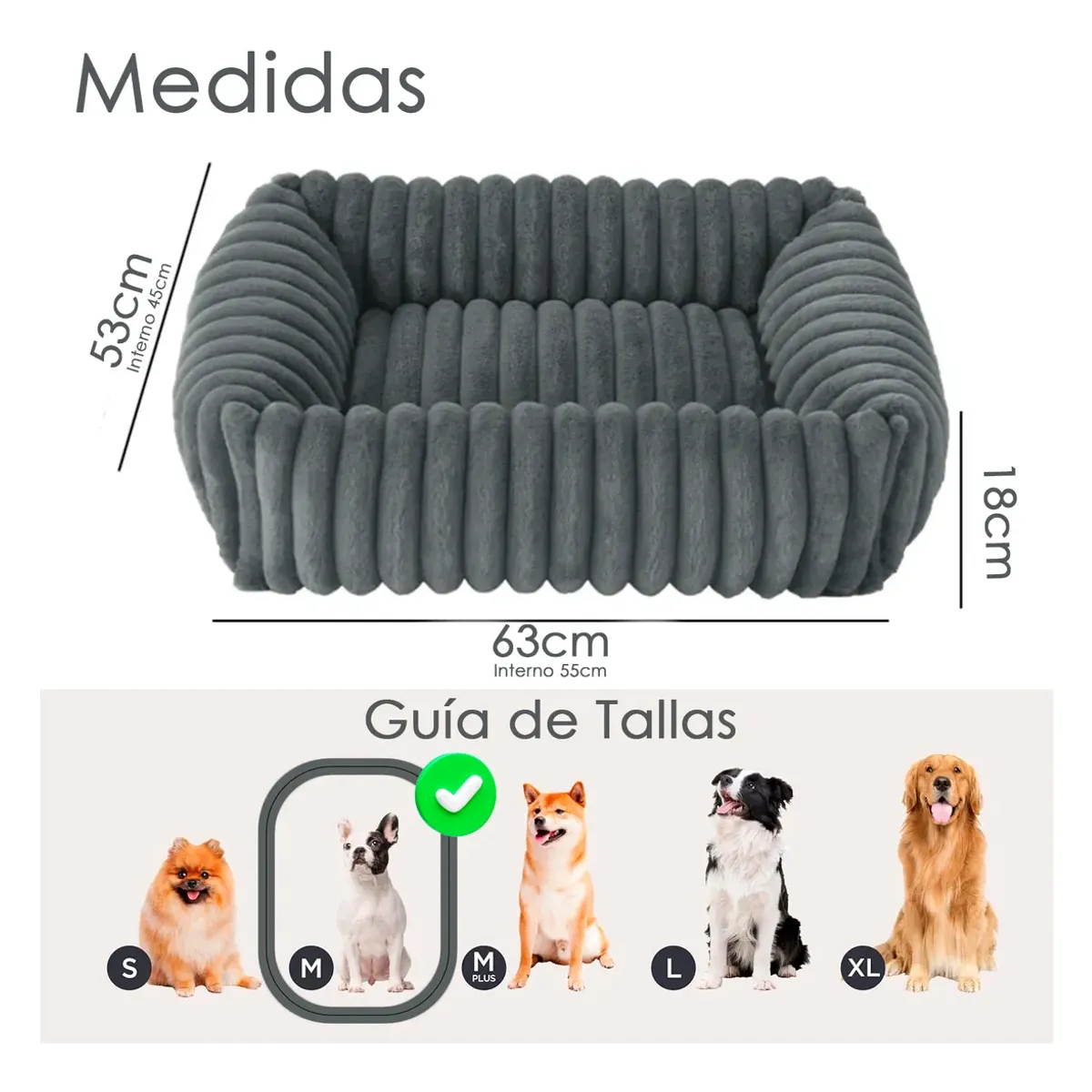 HOMEBRANDT - Cama Perro Antiestrés Antideslizante Lavable De 63cm