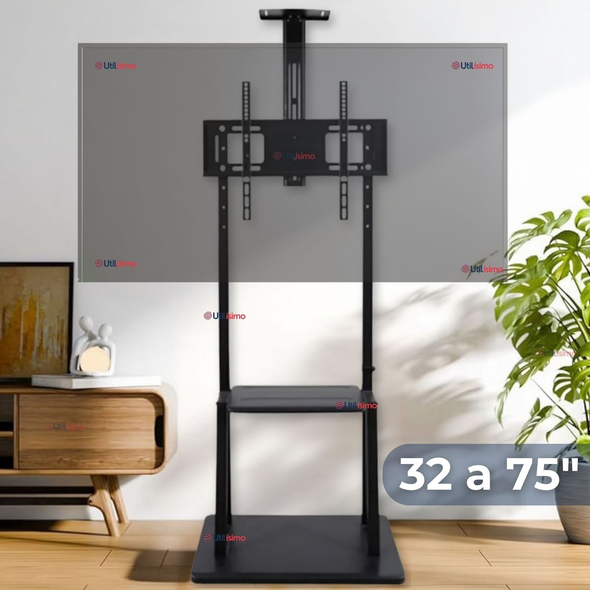 LINE - Soporte TV 32 a 75 Pulgadas 60Kg Soporte TV Grande Móvil Con Ruedas