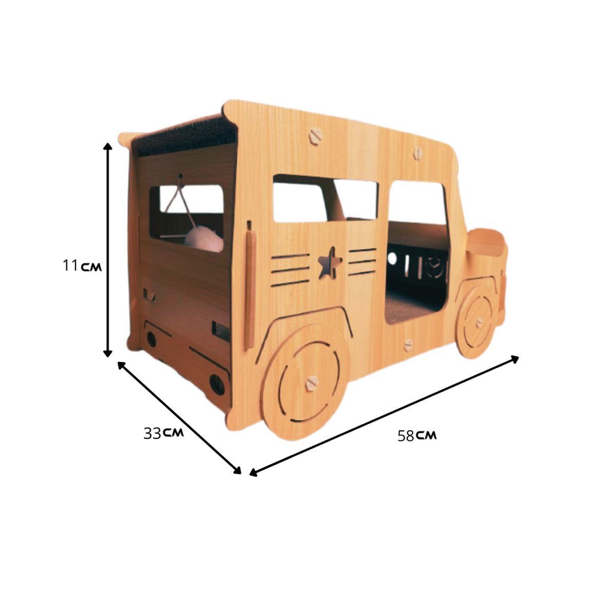 SUKEA - Rascador Y Cama Para Gatos Diseño Carro De Madera