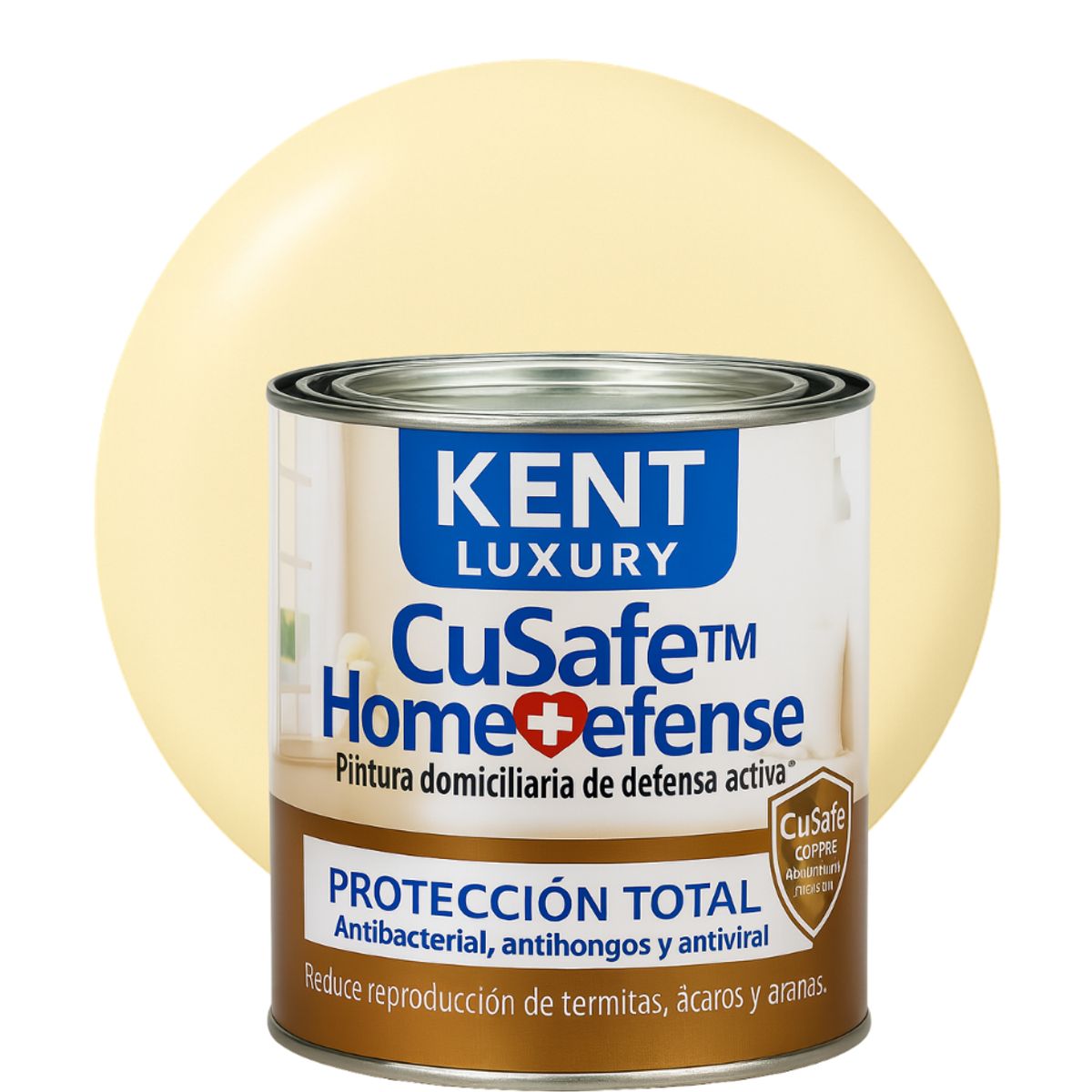 KENT - ESMALTE AGUA - CuSafe™ Home Defense Antibacterial - 1L AMARILLO VAINILLA