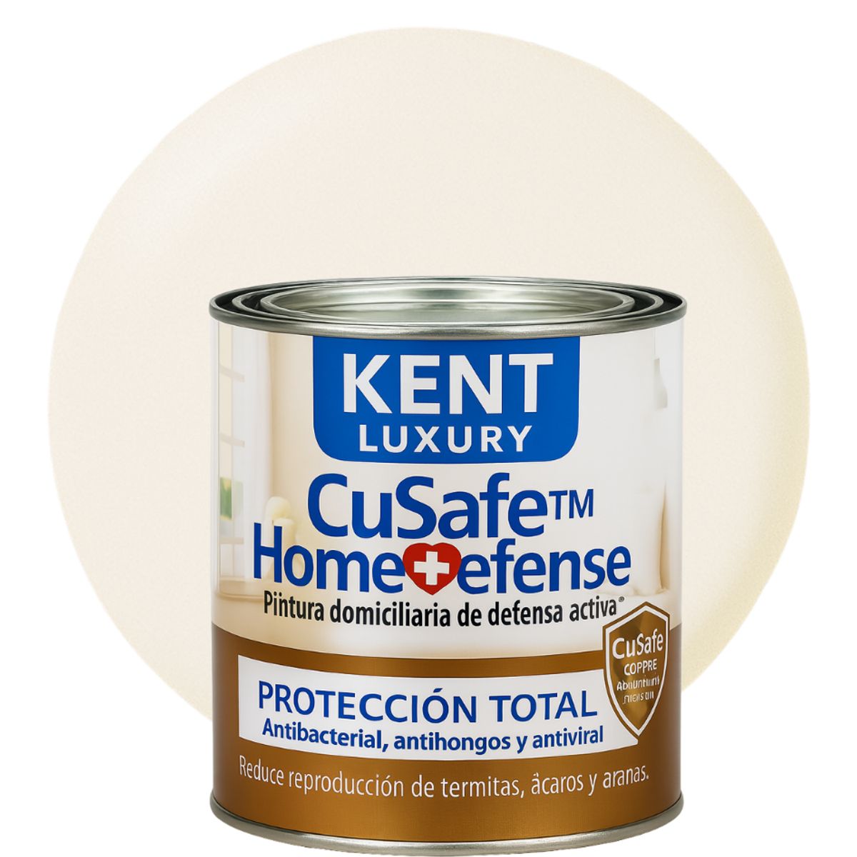 KENT - ESMALTE AGUA - CuSafe™ Home Defense Antibacterial - 1L BLANCO MARFIL