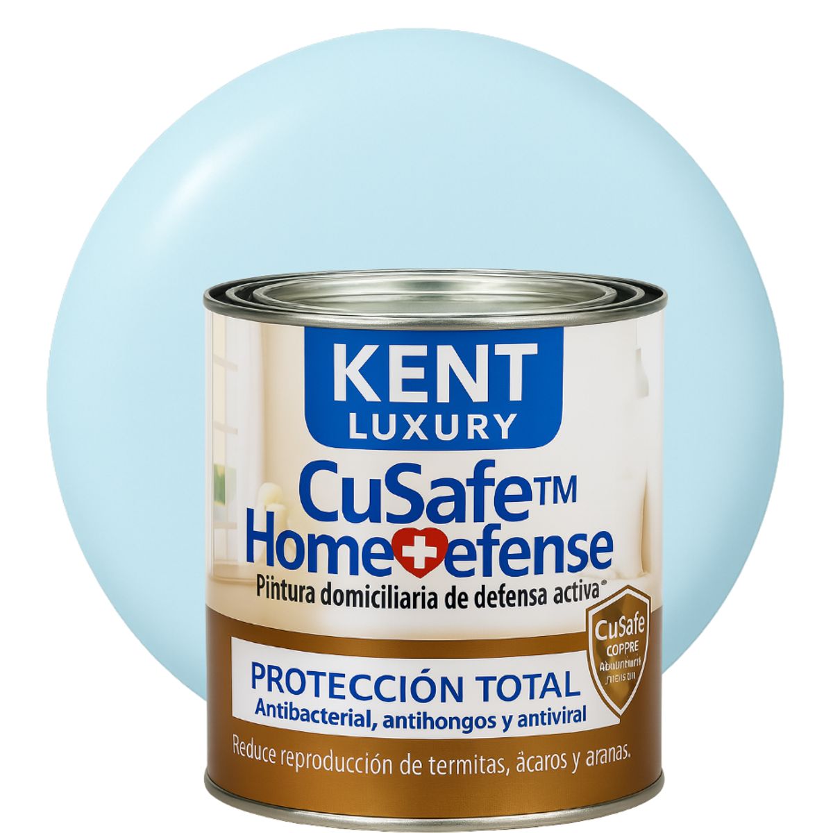 KENT - ESMALTE AGUA - CuSafe™ Home Defense Antibacterial - 1L CELESTE NUBE