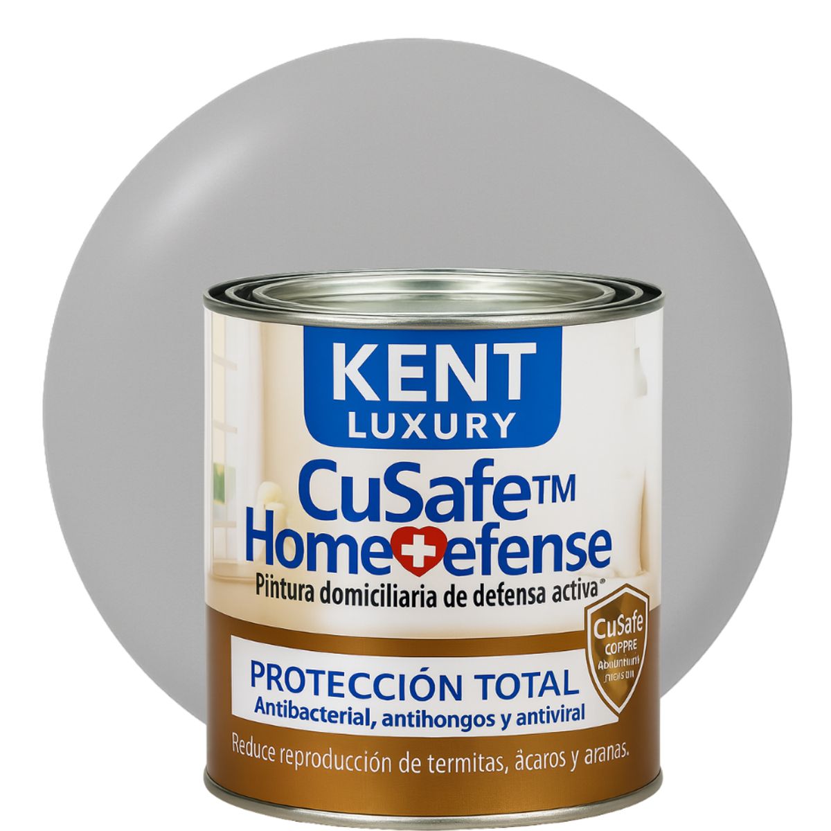 KENT - ESMALTE AGUA - CuSafe™ Home Defense Antibacterial - 1L GRIS PERLA