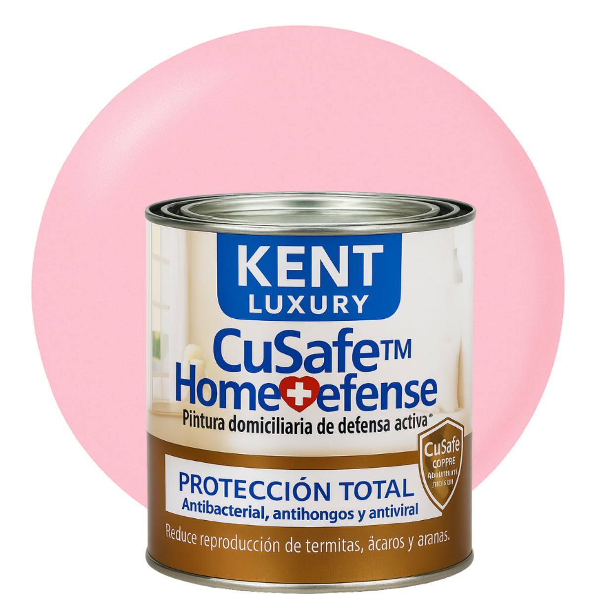 KENT - ESMALTE AGUA - CuSafe™ Home Defense Antibacterial - 1L ROSA BEBÉ