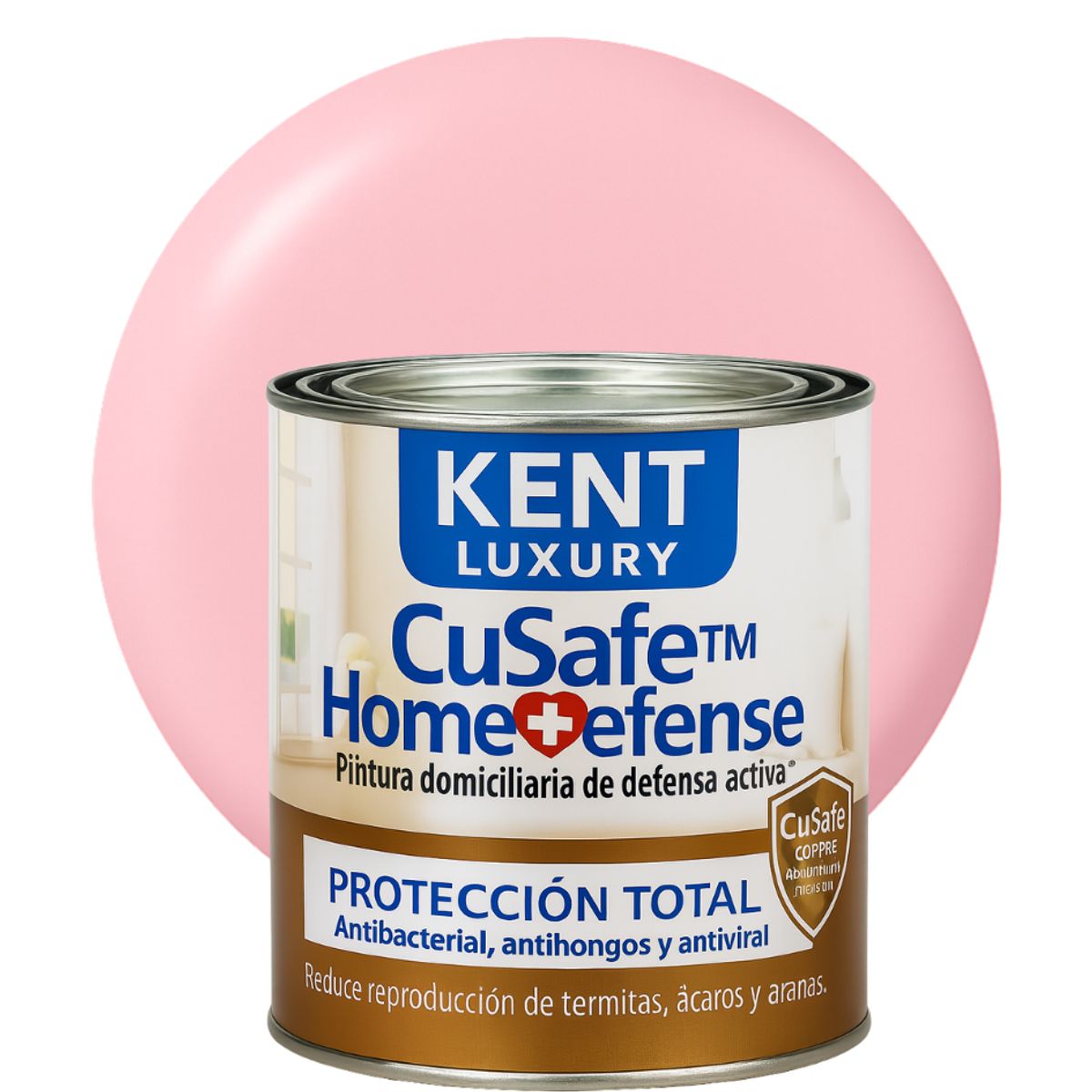 KENT - ESMALTE AGUA - CuSafe™ Home Defense Antibacterial - 1L ROSA PASTEL