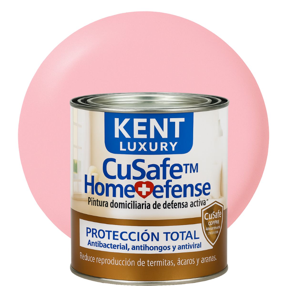KENT - ESMALTE AGUA - CuSafe™ Home Defense Antibacterial - 1L ROSA TÉ