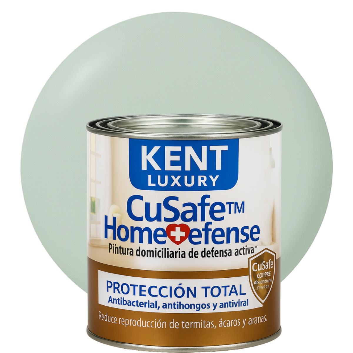 KENT - ESMALTE AGUA - CuSafe™ Home Defense Antibacterial - 1L VERDE AGUA
