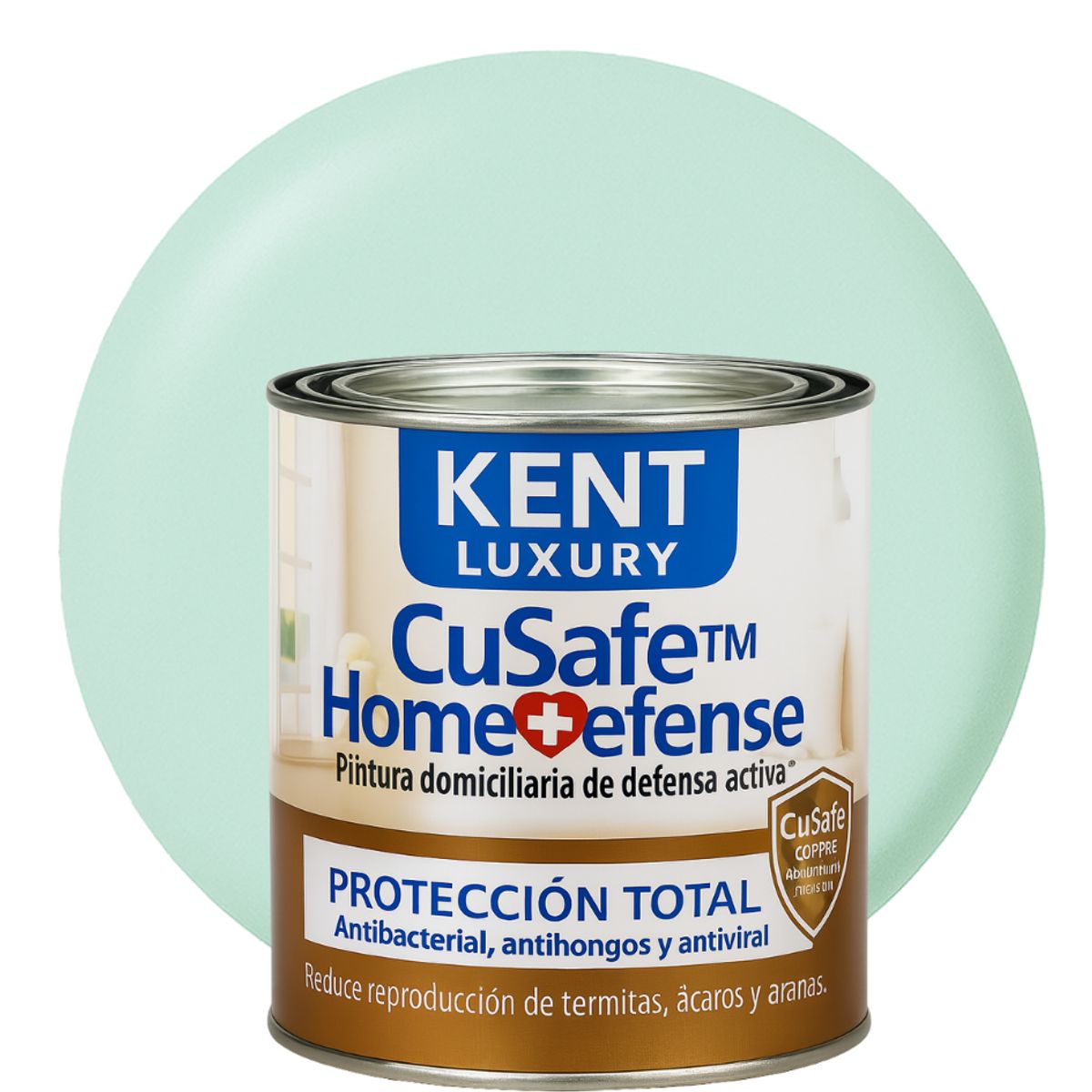 KENT - ESMALTE AGUA - CuSafe™ Home Defense Antibacterial - 1L VERDE HIELO