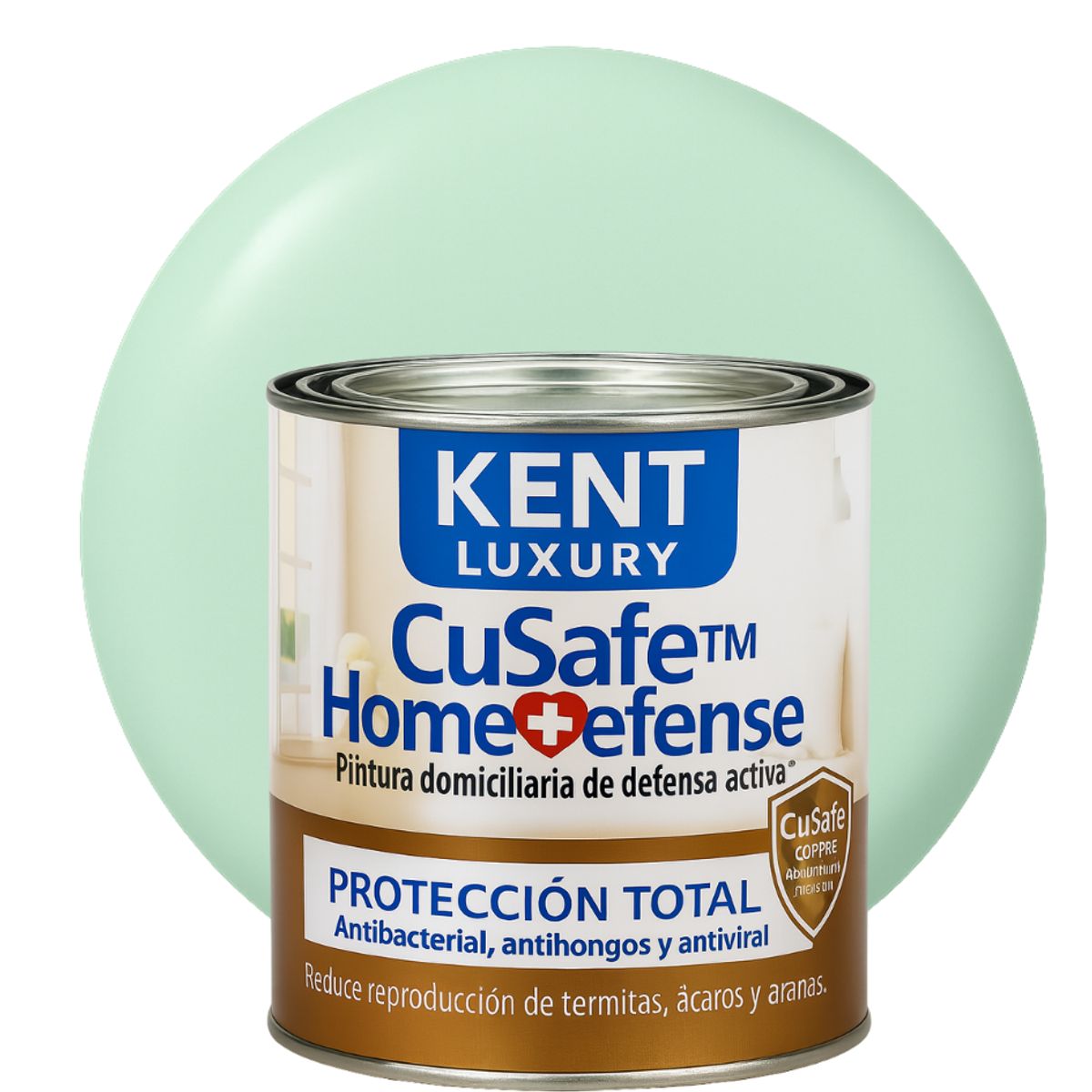 KENT - ESMALTE AGUA - CuSafe™ Home Defense Antibacterial - 1L VERDE MENTA