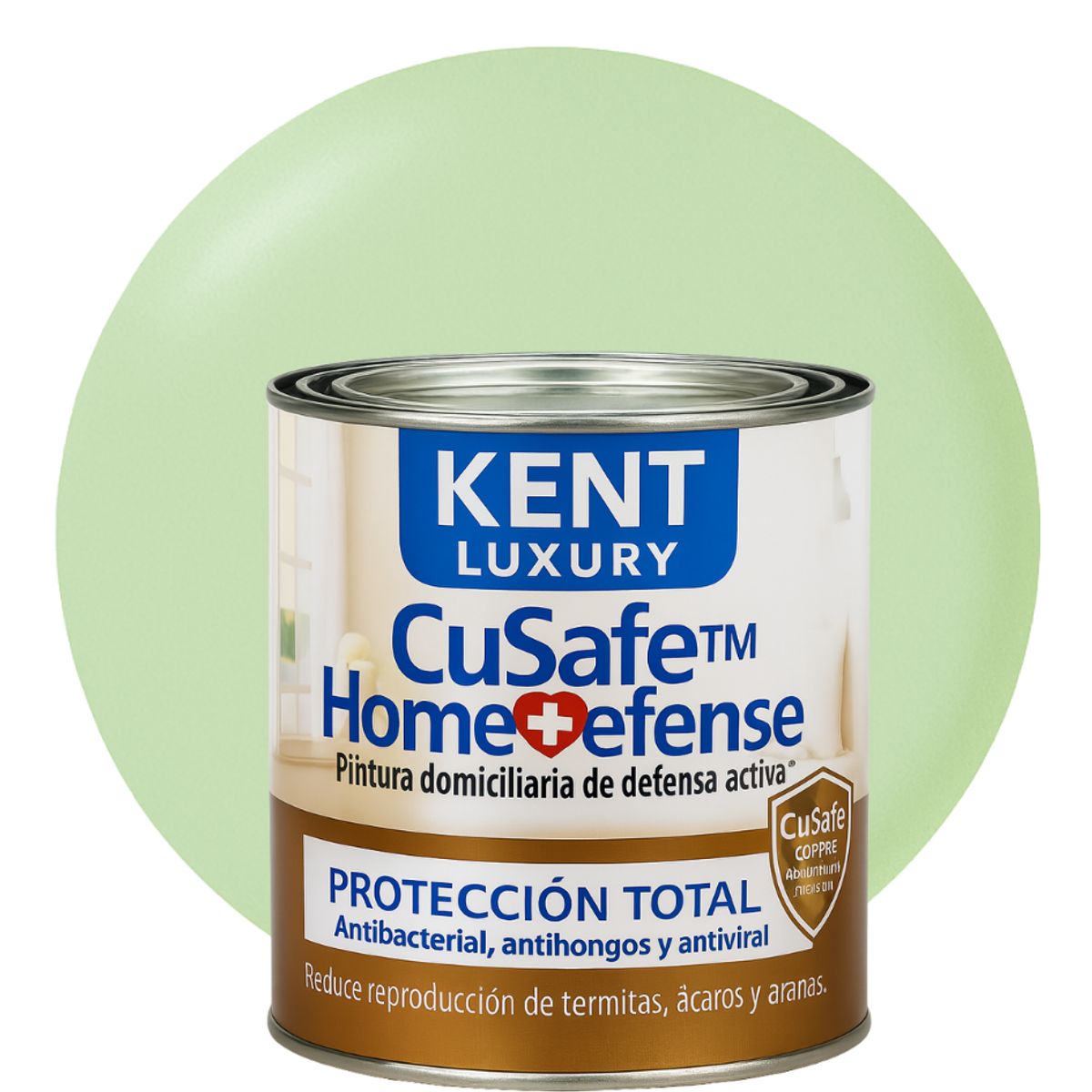 KENT - ESMALTE AGUA - CuSafe™ Home Defense Antibacterial - 1L VERDE PISTACHO