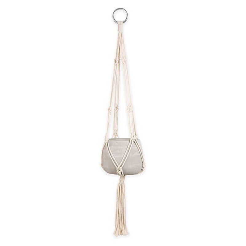 REGALOS CLICKER - Macetero De Cemento Y Macramé Blanco