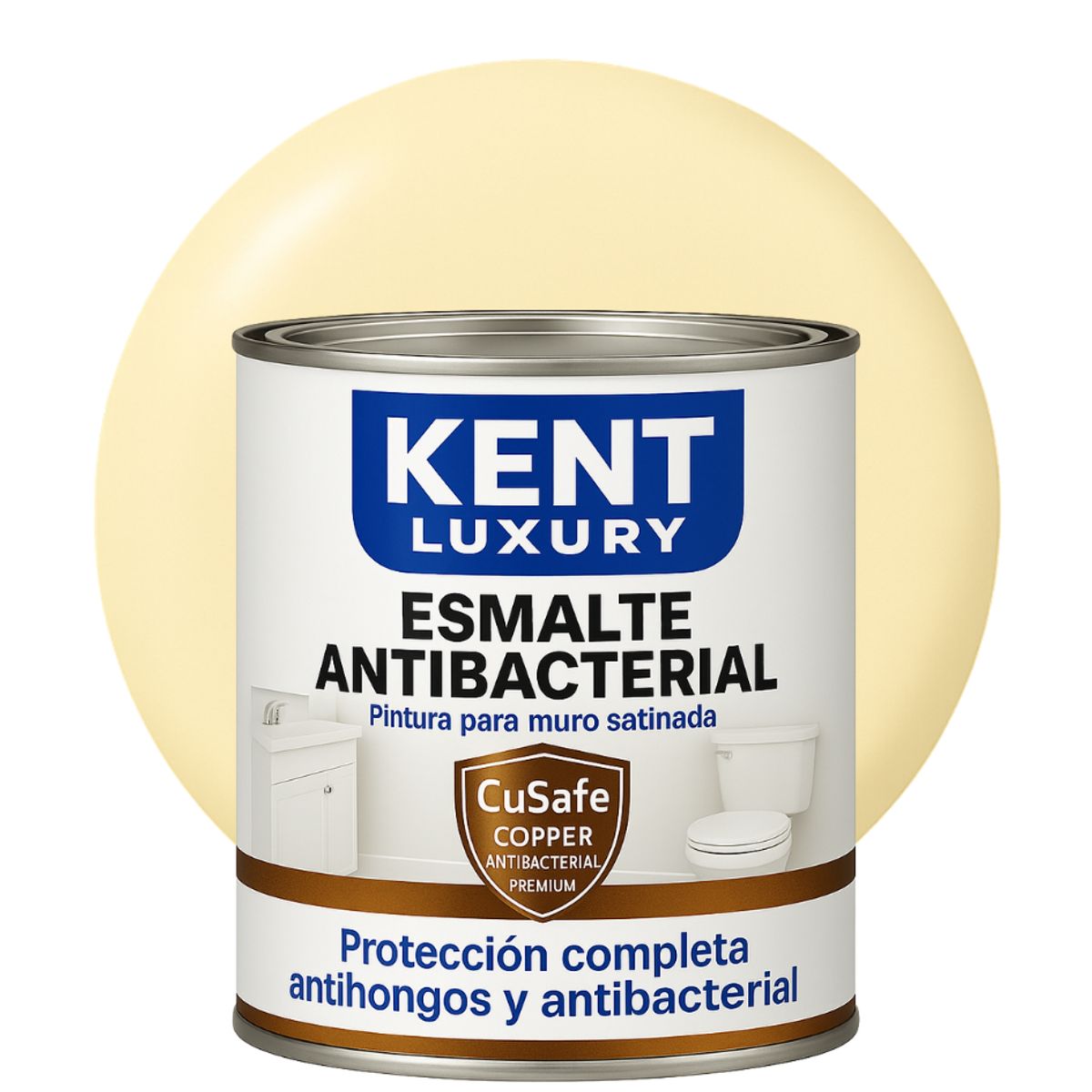 KENT - ESMALTE AGUA SATINADO.-  Antibacterial - 1L AMARILLO VAINILLA
