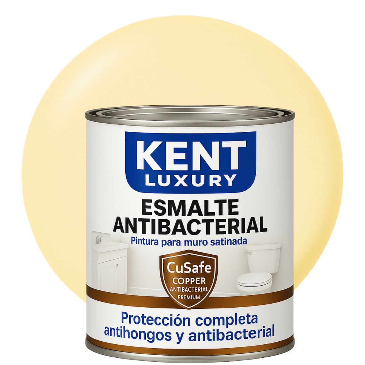 KENT - ESMALTE AGUA SATINADO.-  Antibacterial - 1L AMARILLO CREMA