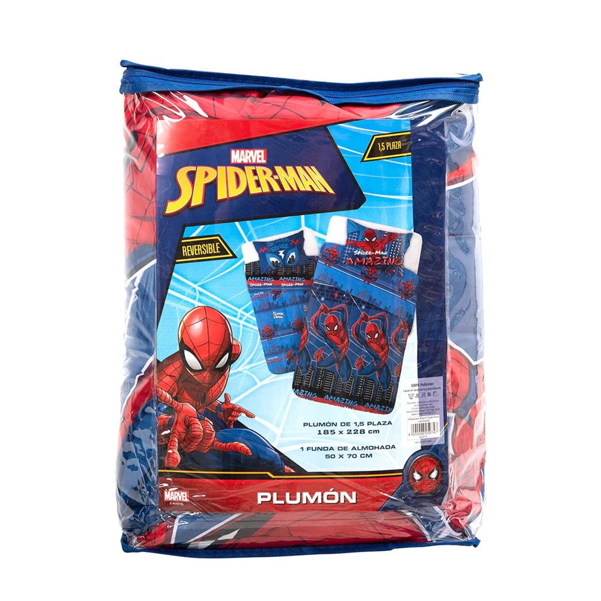 MASHINI - Plumón 1.5 Plazas Spiderman Azul