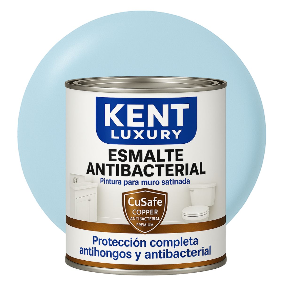 ESMALTE AGUA SATINADO.-  Antibacterial - 1L CELESTE PASTEL, marca KENT - Foto Principal