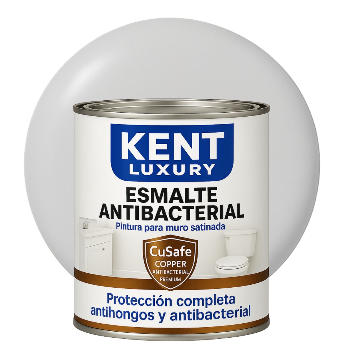 KENT - ESMALTE AGUA SATINADO.-  Antibacterial - 1L GRIS NIEBLA