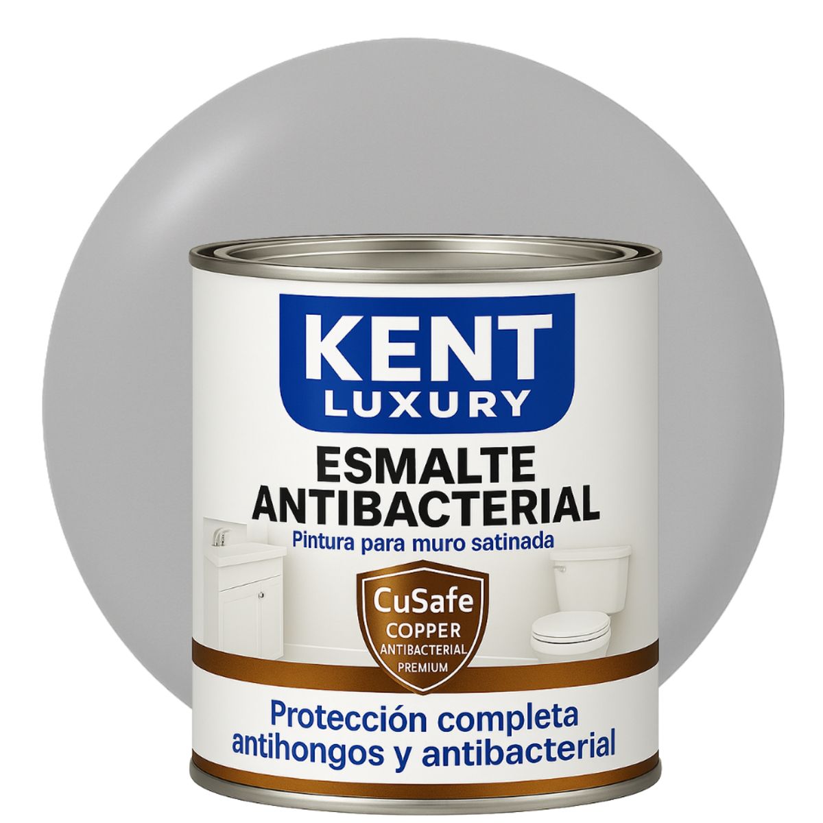 KENT - ESMALTE AGUA SATINADO.-  Antibacterial - 1L GRIS PERLA