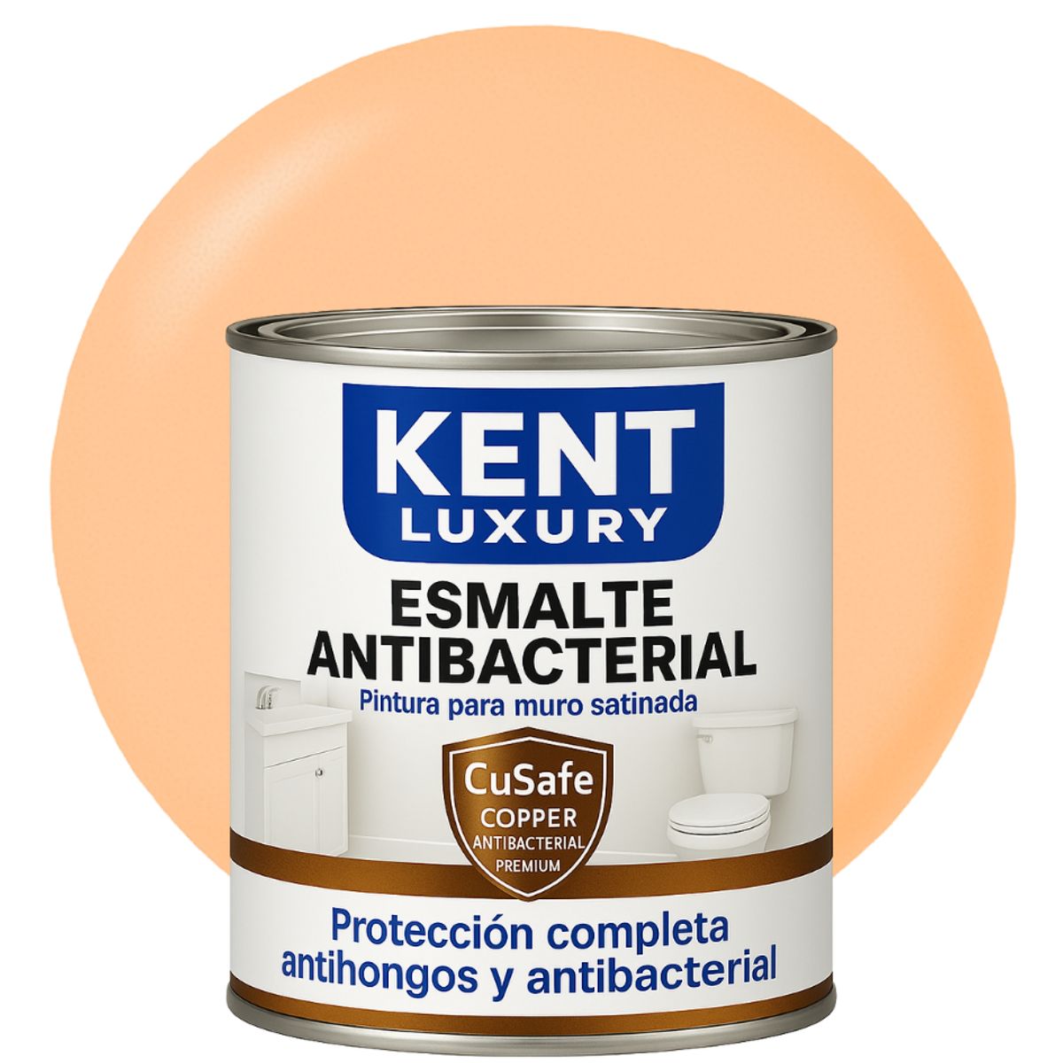 KENT - ESMALTE AGUA SATINADO.-  Antibacterial - 1L MELÓN CLARO