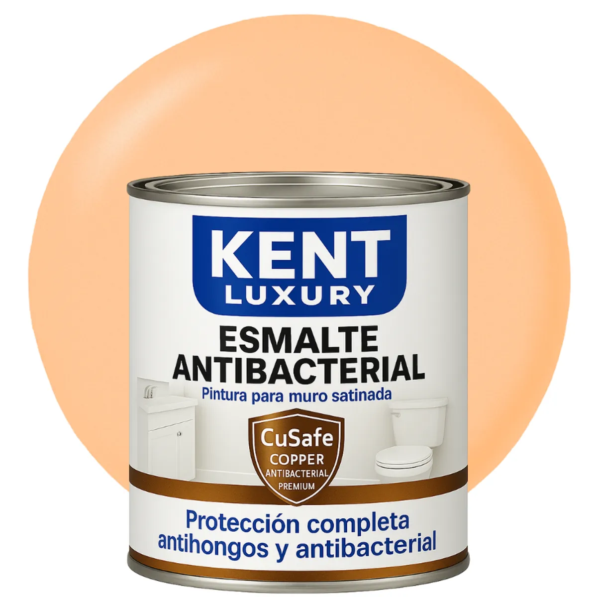 KENT - ESMALTE AGUA SATINADO.-  Antibacterial - 1L MELÓN CLARO