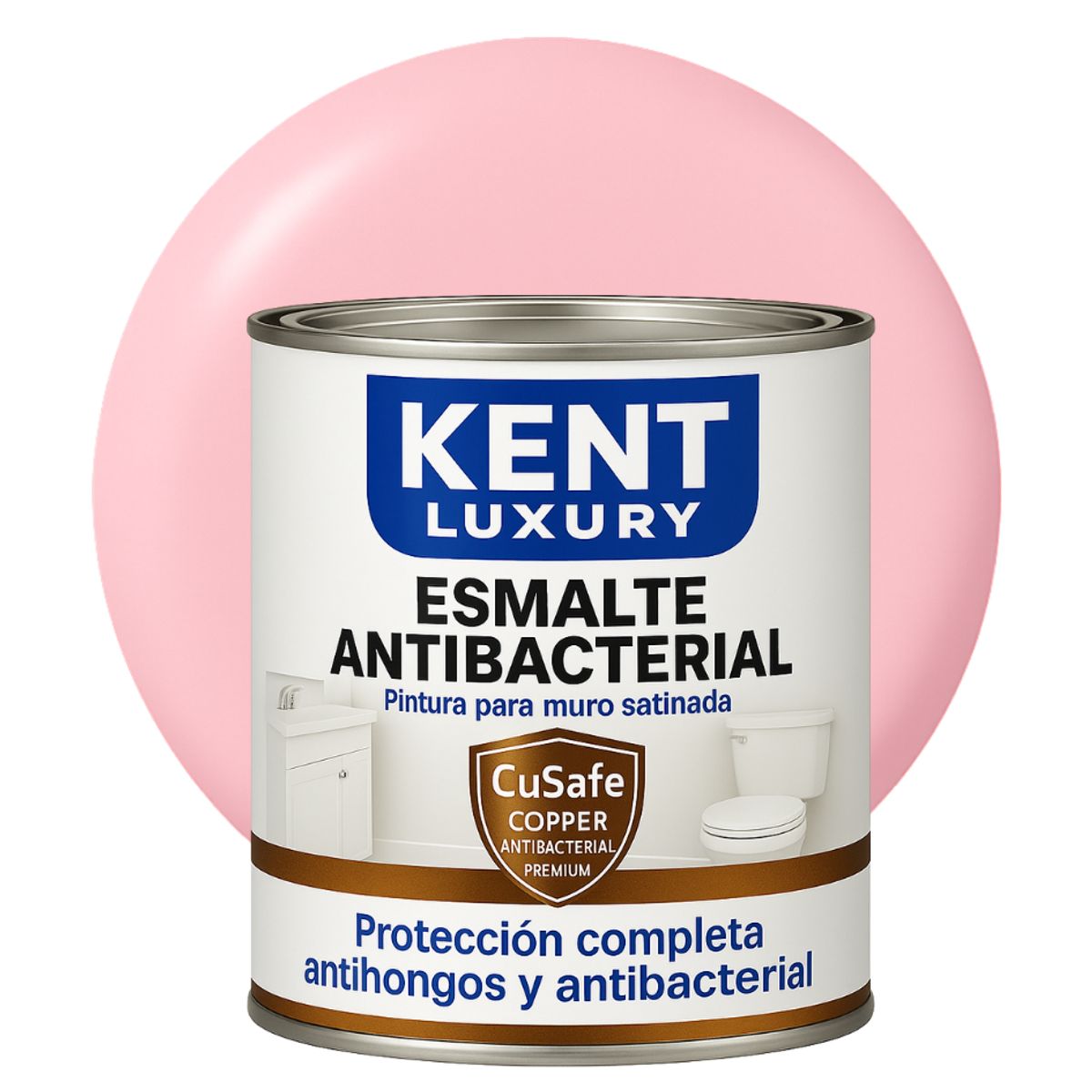 KENT - ESMALTE AGUA SATINADO.-  Antibacterial - 1L ROSA PASTEL