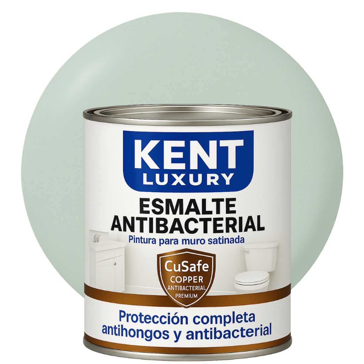 KENT - ESMALTE AGUA SATINADO.-  Antibacterial - 1L VERDE AGUA