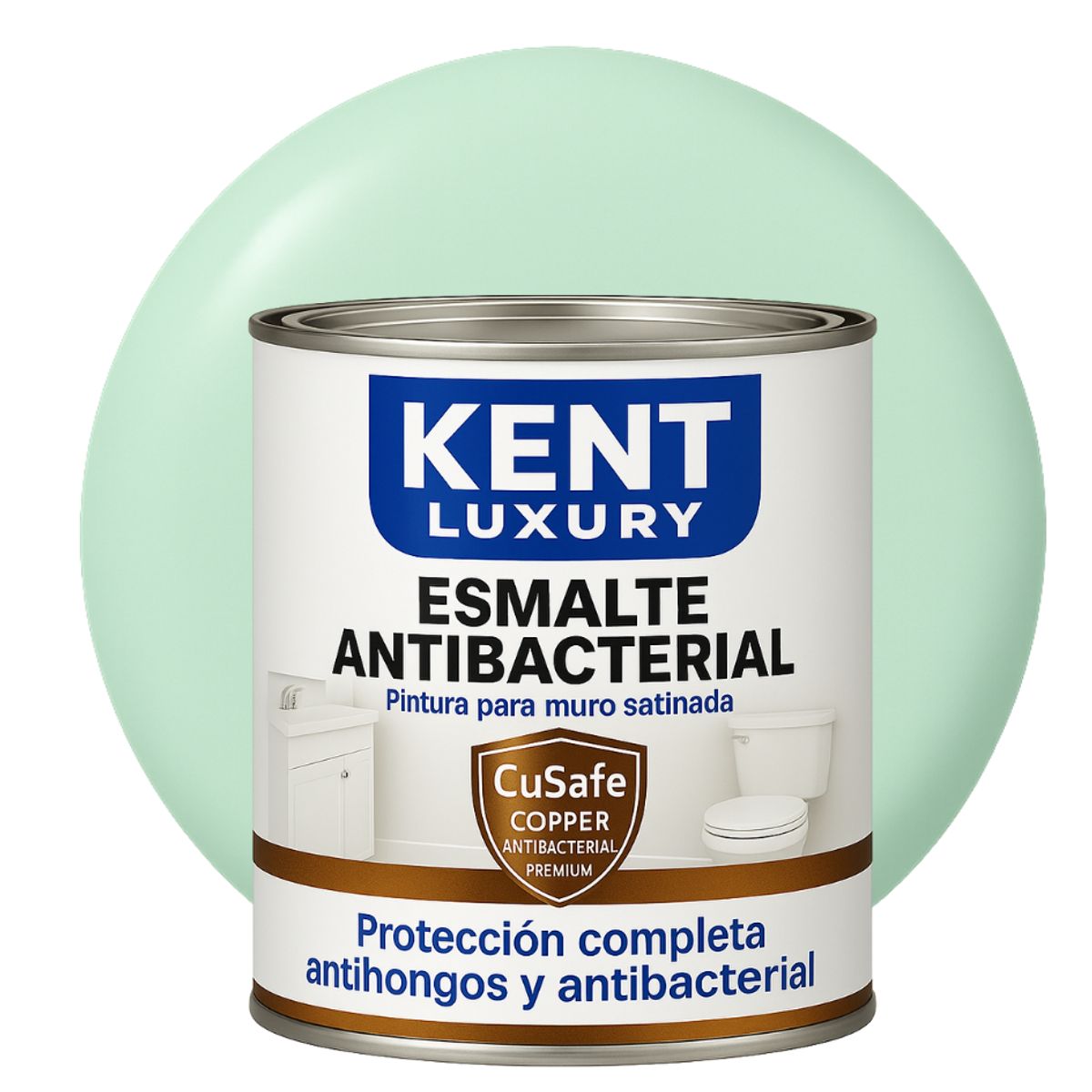 KENT - ESMALTE AGUA SATINADO.-  Antibacterial - 1L VERDE MENTA