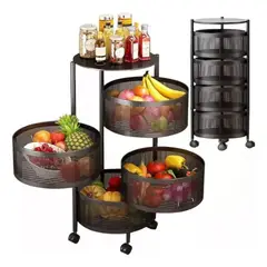 GENERICO - Carrito Organizador Multiuso Con Cestas Giratorias 4 Niveles