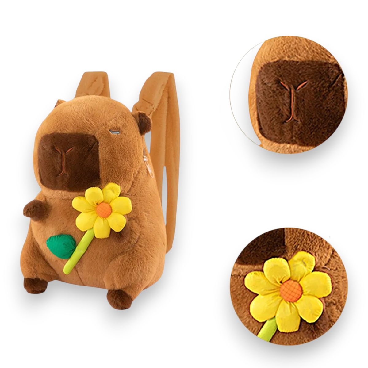 GENERICO - MOCHILA CAPYBARA CON FLOR AMARILLA