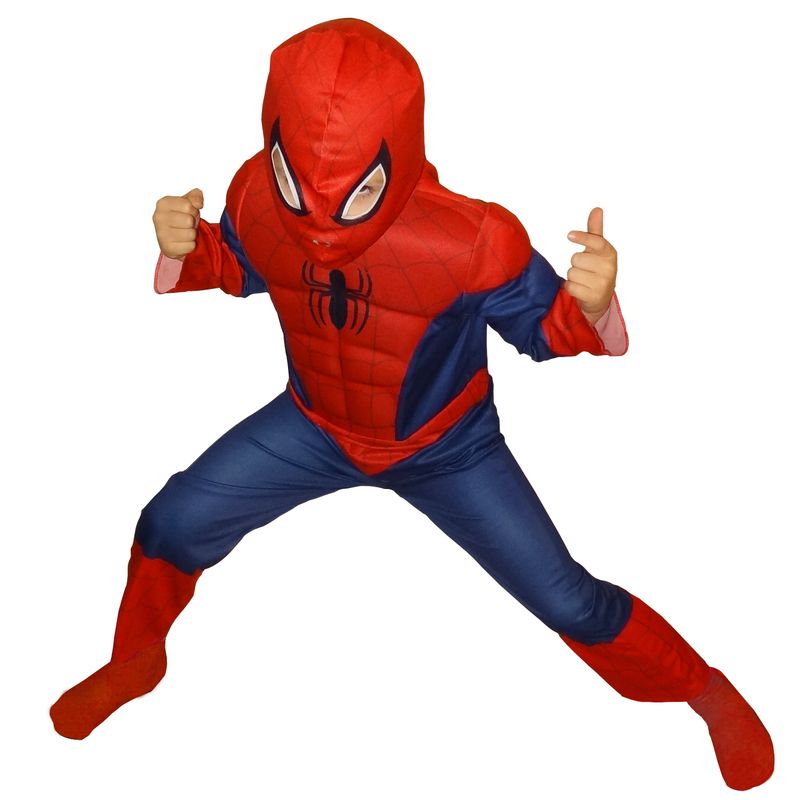MARVEL - Disfraz Niño Deluxe Con Músculos Spiderman 6 a 7 Años Marvel