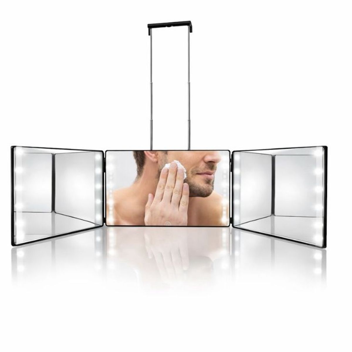 GENERICO - Espejo Triple 360 Con Luz Corte De Pelo Profesional 3 Vias Ajustable Portatil Para Barberia Y Hogar