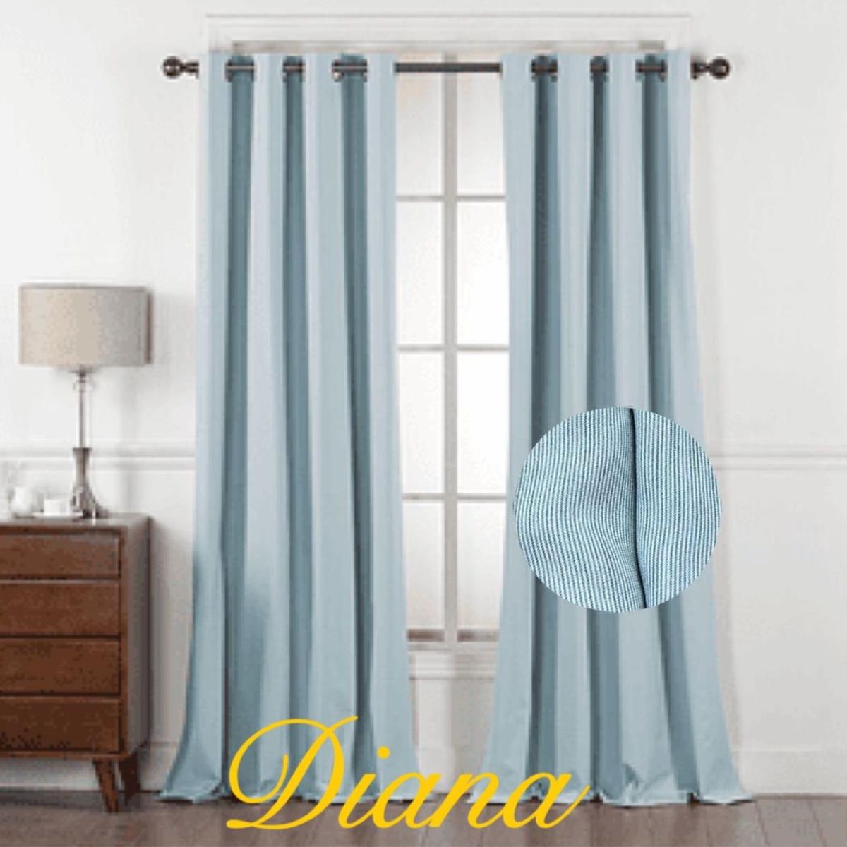 DIANA - CORTINAS 90% BLACKOUT DOBLE TELA 2 LIENZO 140X230 C/U COLOR CELESTE
