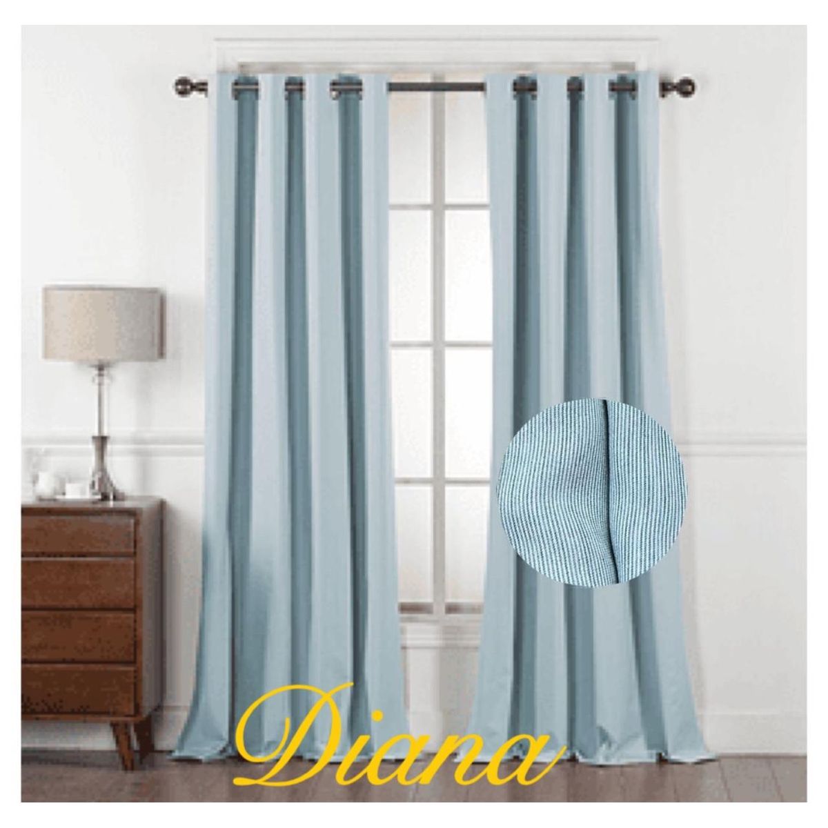 DIANA - CORTINAS 90% BLACKOUT DOBLE TELA 2 LIENZO 140X230 C/U COLOR CELESTE
