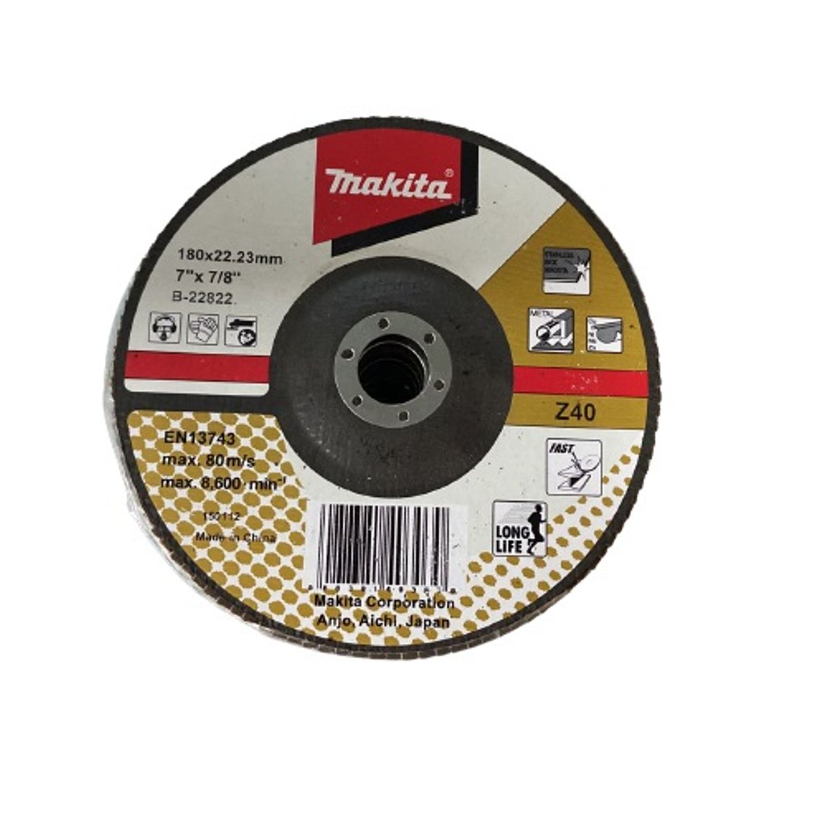 MAKITA - Discos flap para Amoladoras 180X2223mm Z40 Makita B-22822