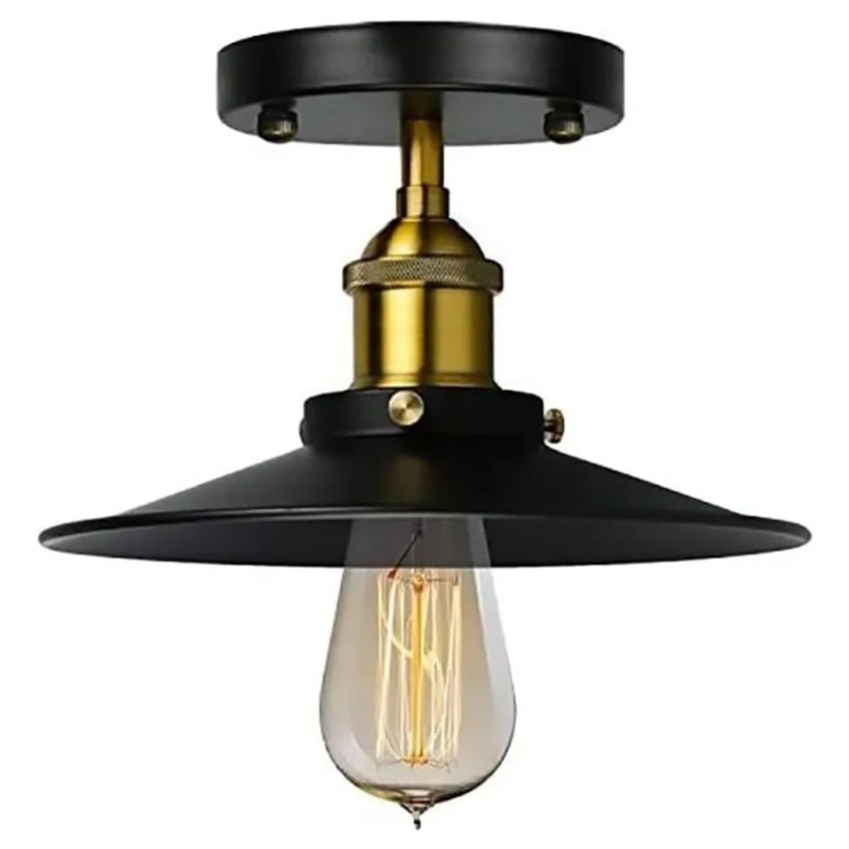 WANT - Lámpara Negra Con Soquete E-27 De Bronce