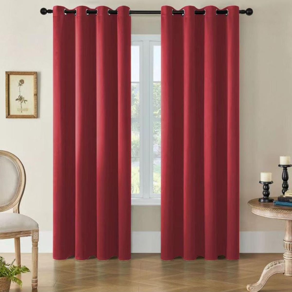 DIANA - CORTINAS 100% BLACKOUT 2 LIENZO ENGOMADA 140X220 C/U COLOR BURDEO