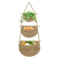 WAKESHOME - Cestas Colgantes Multiusos Decoración Bohemia Tejido a Mano