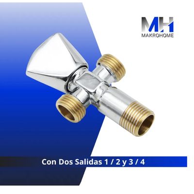 Imagen 2 del producto Llave Angular Media Con Dos Salidas Media Y Tres Cuartos Aquakit