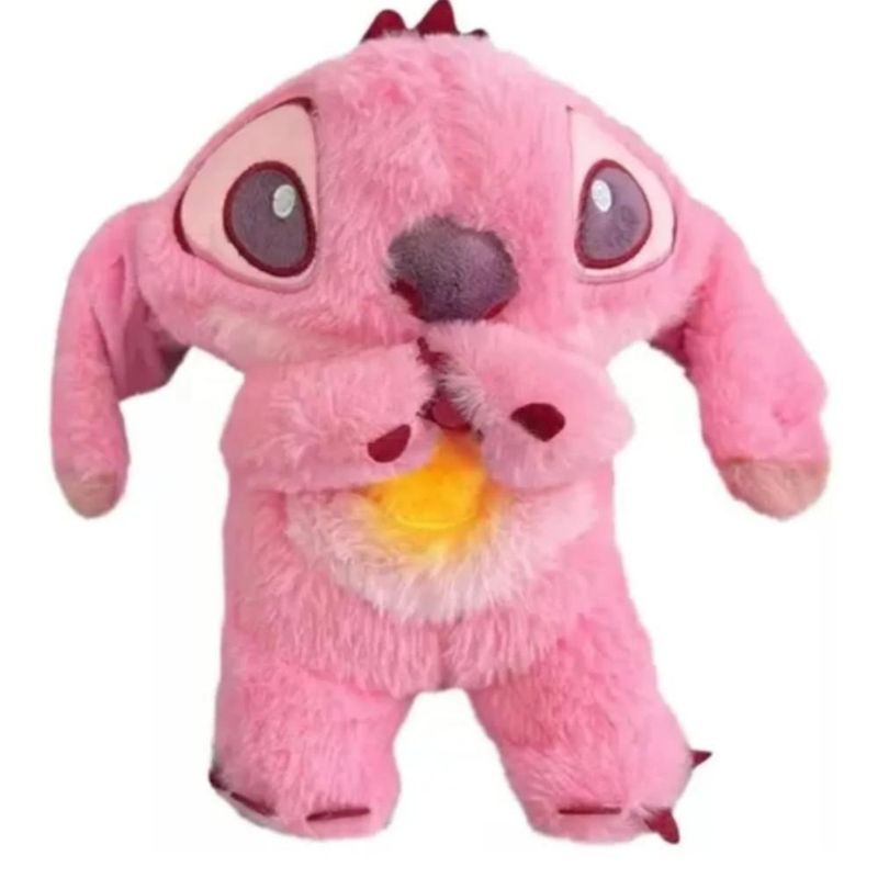 GENERICO - Peluche Stitch Respira Interactivo Duerme relaja Musica Luz - Rosa - Tamaño Único