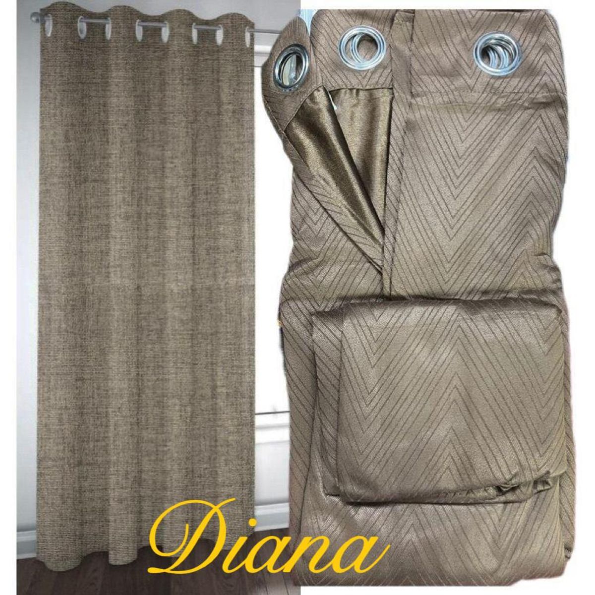 DIANA - CORTINA DOBLE TELA 2 LIENZO CON RELIEVE 140X230 C/U COLOR BEIGE OSCURO