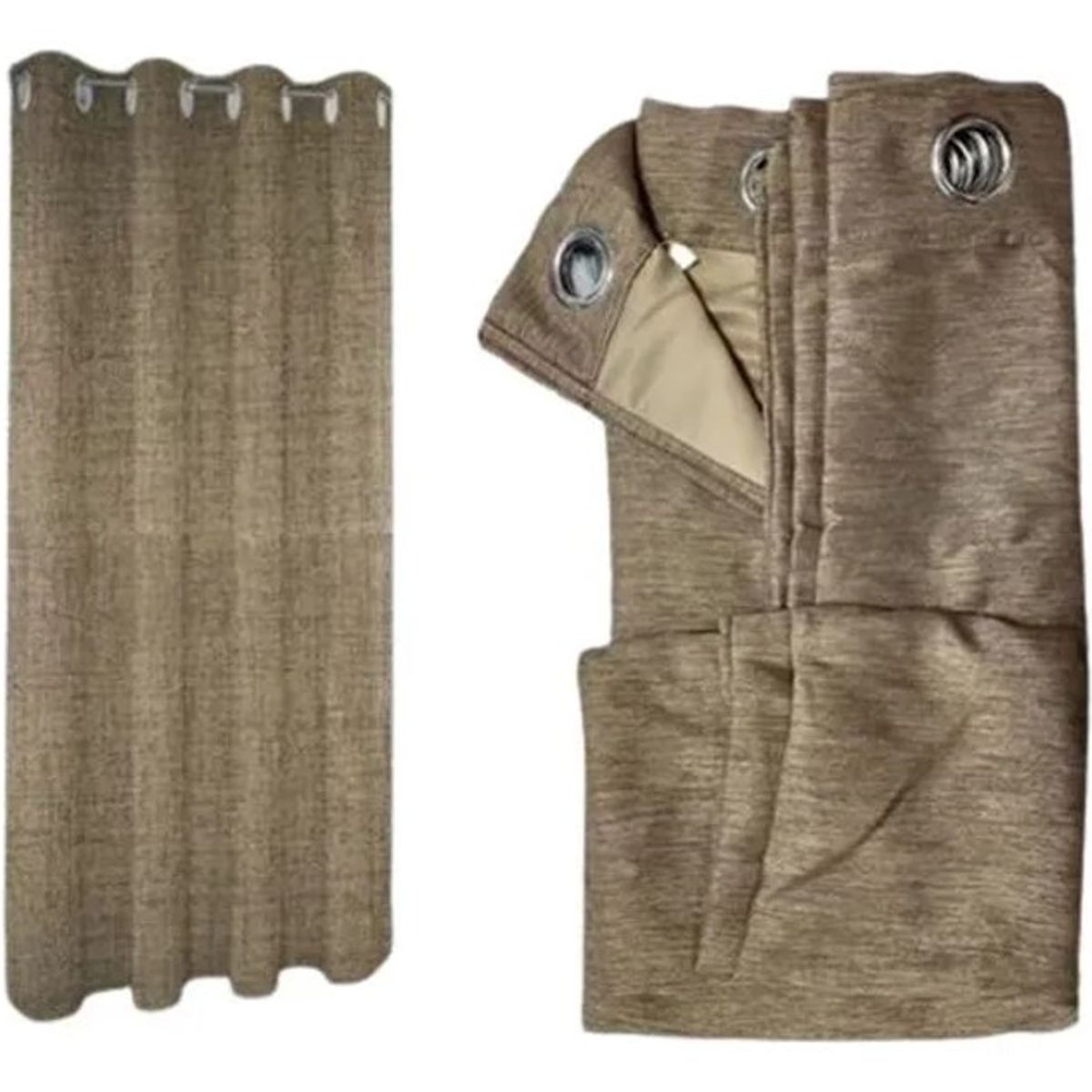 DIANA - CORTINA DOBLE TELA 2 LIENZO CON RELIEVE 140X230 C/U COLOR BEIGE OSCURO